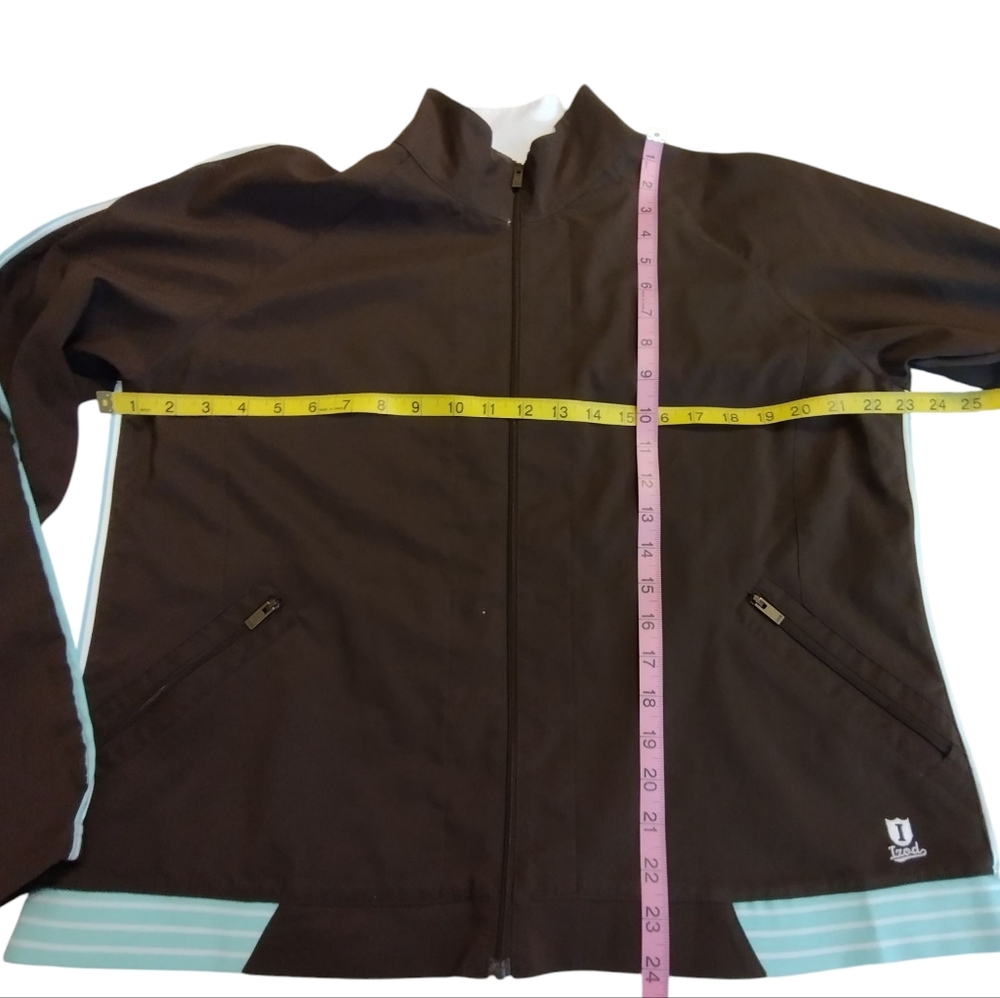 EUC Izod Movement Brown Jacket with Light Blue Accents Zip Up Lightweight XL - Picture 4 of 7